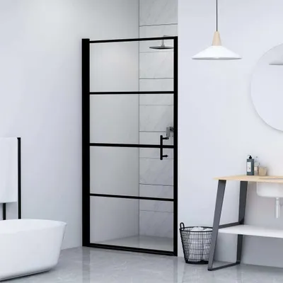 Produktbild von "Winter Sale" Duschtür Hartglas 100 x 178cm Schwarz - clorisNeu463433 - Duschabtrennungen
