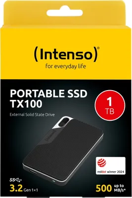 Produktbild von Intenso TX100, 1 TB, USB Typ-C, 3.2 Gen 1 (3.1 Gen 1), 0,5 Gbit/s, Schwarz