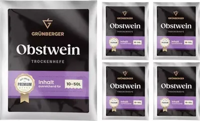 Zdjęcie produktu dla Grünberger Wino owocowe Drożdże suszone Drożdże winne do 10-50 l wina Grunberger PREMIUM – 5 sztuk