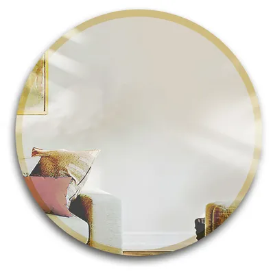 Image de Alfaram Miroir mural rond avec cadre en or brillant – BELLA Fi 90, pour la salle de bains ou le salon