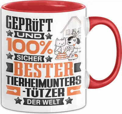 Produktbild von Tierheimunterstützer Geschenk Lustiger Spruch für Tierheimunterstützer Geschenkidee Bester Tierheimunterstützer Der Welt (Rot)