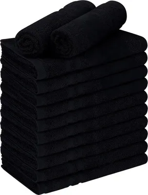 Produktbild von Famanu Salonhandtücher Set 12 Stück, bleichbeständiges Baumwollmaterial, schwarz