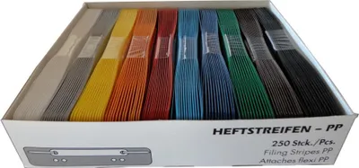 Produktbild von 250 (10x 25) Heftstreifen PP / 10 verschiedene Farben