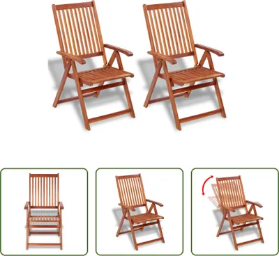 Image de The Living Store Chaises de jardin 2 pcs. Pliable acacia massif marron