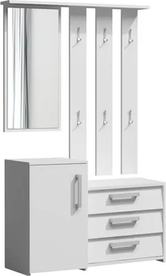Obrázok produktu pre Vešiak na kabáty Nástenný vešiak na kabáty Vešiak do predsiene Panel Zrkadlo Skriňa Komoda biela