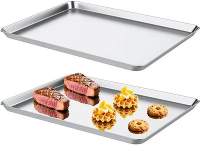 Produktbild von Ibenzoa® 2er-Set Edelstahl-Backbleche 40 x 30 x 2,5 cm – rechteckige Ofenbleche mit 2,5 cm Rand, spülmaschinenfest