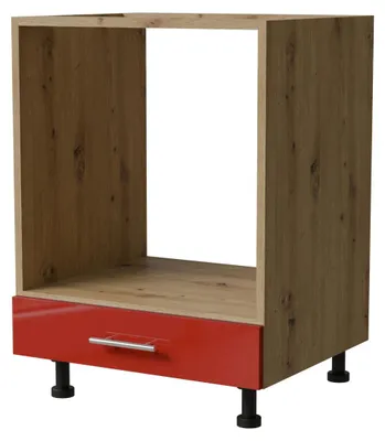 Productafbeelding van Herdumbauschrank BRERRA, 60x82 cm, gelakt, kleur naar keuze, model BR-D11K/60, RAL 3002 karmijnrood, hoogglans, eikenhout "Artisan"