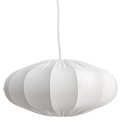 Zdjęcie produktu dla Lampa sufitowa z metalu z bawełnianym kloszem, Biała, 18 x 40 x 18 cm