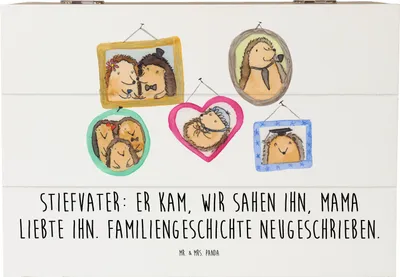 Produktbild von Mr. & Mrs. Panda Box Stiefvater Liebe 22 x 15 cm - Weiß - Geschenk, Kiste mit Deckel, Lächeln, Geschenkbox, Handgemacht, Familie Verwandte, Truhe, schatztruhe, fotobox