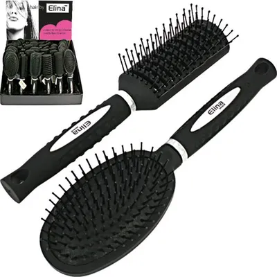 Produktbild von ELINA Haarbürste gummiert 6fach sortiert Display, 23-25cm