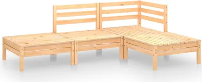 Imagen del producto de vidaXL Juego de jardín de 4 piezas, sofá lounge de madera maciza de pino