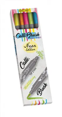 Produktbild von ONLINE® Calli.Brush Double Neon Brush-Pens farbsortiert, 5 St.