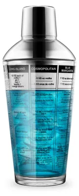 Cocktailshaker aus Glas und Edelstahl, 450 ml, mit Rezepten
