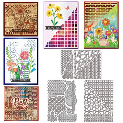 Hohle Hintergrund-Stanzschablonen, Metall, 3 Stück, für Scrapbooking