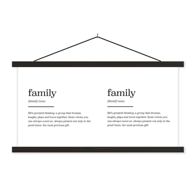 Produktbild von MuchoWow® Textilposter Zitate - Wörterbuch - Sprichwörter - Familie 90x45 cm mit schwarzem Rahmen - Klemmleisten