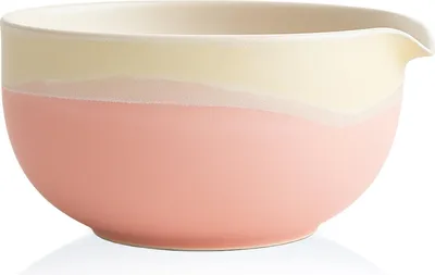 Obrázok produktu pre Miska na matchu "Fuji Pink" – ručne vyrábaná japonská keramická miska, 450 ml, lesklá ružová so svetloružovými a bielymi vlnkami, s výlevkou