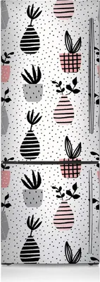 Produktbild von Kühlschrank Aufkleber Kühlschrankmagnete Dekoration Kühlschrankfolie 60x205 cm - Blumen in Vasen.
