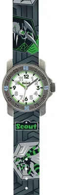 Produktbild von Scout Kinder Uhr Lernuhr Action Boys - Spinne grau/grün Jungen 280376042