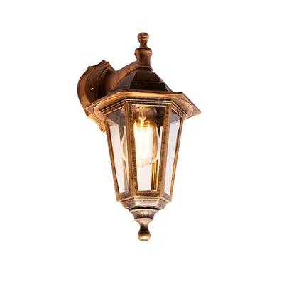 Produktbild von Qazqa Antik außen Laterne für den Garten - New Haven - Gold, max. 15W, Geeignet für LED, 35.6cm, IP44, R
