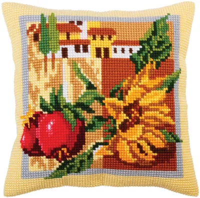 Zdjęcie produktu dla Poduszka z haftem krzyżykowym „Toscana” 5294, 40 x 40 cm, haftowany wzór