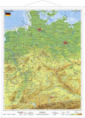 Image de Allemagne, physique 1 : 1 700 000. Carte murale format mini