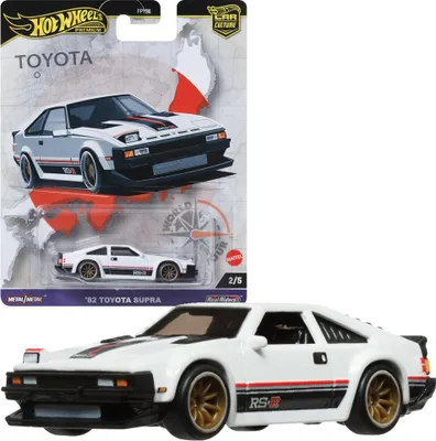 A Hot Wheels Premium Car Culture collectible toy car in its packaging, with a separate image of the car and a map graphic.