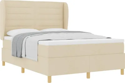 Obrázok produktu pre Posteľ s pružinovým rámom s matracmi Krémová 190 x 140 cm látka