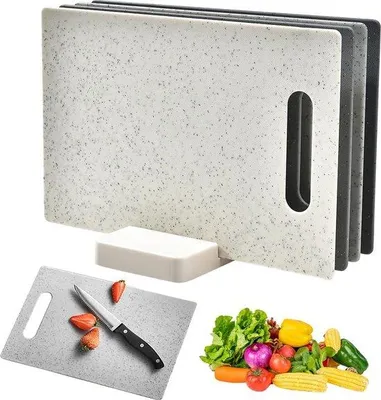 Produktbild von Kunststoffschnittblattset, groß, BPA-frei, mit Griff, 28 x 18 cm, 4 Stück