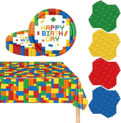 Immagine prodotto di Set di stoviglie per feste, composto da 37 pezzi, per 16 persone, ideale per feste di compleanno per bambini