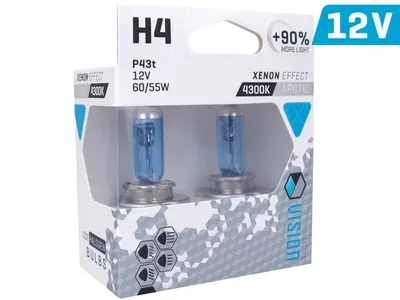 Obrázok produktu pre VISION arktická biela žiarovka H4 12V 60/55W P43t U E4 +90%, 2 ks.