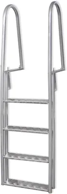 Produktbild von Aluminium Stegleiter mit 4 Stufen, 167 cm hoch, silber, 100 kg Tragfähigkeit, rutschfeste Stufen und Handlauf für Poolleiter und Whirlpool