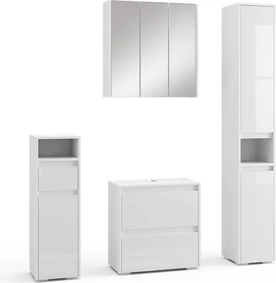 Produktbild von Badmöbel-Set Vicco Majest Weiß Hochglanz 4 Teile, Model 40116