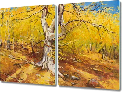 Produktbild von Coloray Hackbrett Herdabdeckplatte 2x40x52 cm Küchenbrett Kochplattenabdeckung Schneidebrett - Blätter Wald Herbst