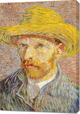 Image de Tableau 70 x 100 cm Autoportrait au chapeau de paille, Van Gogh Vintage