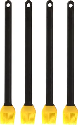 Produktbild von 4er Set BBQ Silikonpinsel 36cm | Grillpinsel Silikon | Marinadenpinsel Küchenpinsel Kunststoff | Kochpinsel Marinierpinsel Schwarz Gelb