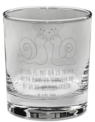 Produktbild von Mr. & Mrs. Panda Whiskyglas Schnecken Liebe - Transparent - Geschenk, Tumbler, Gemeinsam, Zufrieden, Freundin, Jahrestag, Glas, Gravur, Old Fashioned, Verliebt, Whiskey