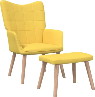 Produktbild von Relaxsessel mit Hocker Senfgelb Stoff