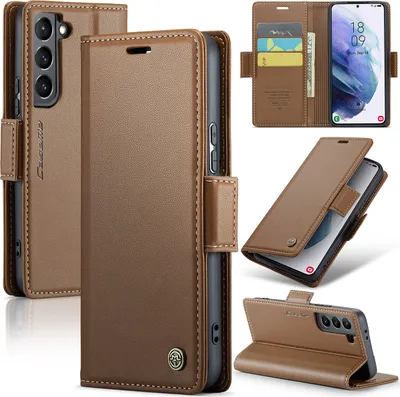 Image de Galaxy S21+ 5G Housse, Portefeuille en cuir Porte-cartes Housse avec fonction stand pour Samsung Galaxy S21+ 5G Marron