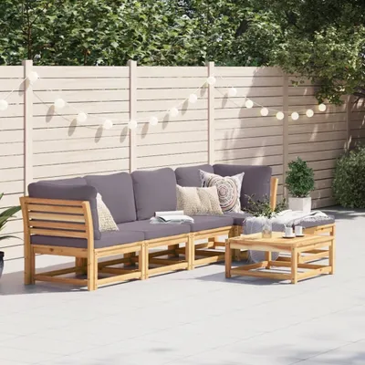 Imagen del producto de Maison Exclusive: Juego de salón de jardín de 6 piezas con cojines, fabricado en madera de acacia maciza