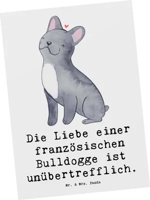Produktbild von Mr. & Mrs. Panda Postkarte Französische Bulldogge Liebe - Weiß - Geschenk, Zuneigung, Grußkarte, Postkarten, Hunderassen Pflege, Hundeliebhaber, Ansichtskarte, Vielfalt