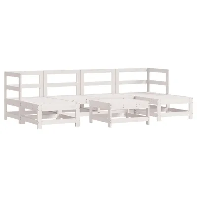 Produktbild von 7-tlg. Garten-Lounge-Set Weiß Massivholz Kiefer