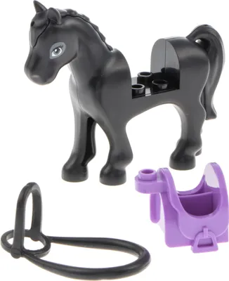 Produktbild von 1x Lego Tier Pferd Friends schwarz Augen grau Mähne Trense Sattel 93083c01pb11