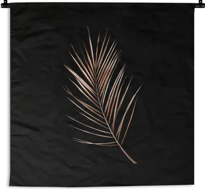 Produktbild von MuchoWow® Wandteppich Wandbehang Gold - Zweig - Blatt 150x150 cm Tapisserie Dekoration Wandtuch - Wohnaccessoires - Modernes