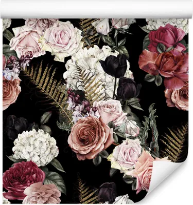 Immagine prodotto di 10m VLIES WALLPAPER rotolo rosa felce natura fiori piante foglie XXL