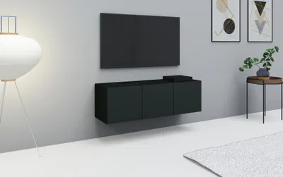 Produktbild von Kommode Lowboard hängend "Vaasa" 114cm, 3-türig, schwarz-matt