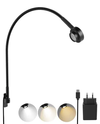 LED Wandleuchte, flexibler Schwanenhals, dimmbar, schwarz