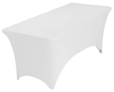 Produktbild von Elasthan-Tischdecke rechteckig 122 cm Weiß dehnbar für Hochzeit Party Bankett