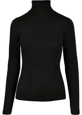 Produktbild von Urban Classics - "Basic" Oberteil Rollkragen für Damen Langärmlig TN369 (S) (Schwarz)