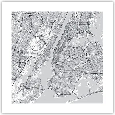 Produktbild von Poster - Poster ohne Rahmen - Neu York Karte - 40x40 cm - Wand Bild - Wanddeko - Wandbilder - Kunstposter - Wandposter - Bilder - Kunstdruck - Wanddekoration - Wandbild - P2XAC40x40-5039