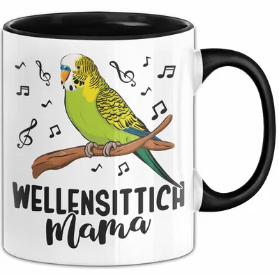 Produktbild von Wellensittich-Liebhaber Tasse Geschenk Lustiger Spruch Wellensittich Mama (Schwarz)